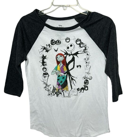 Disney The Nightmare Before Christmas Jack And Sally 3/4 Sleeve T-shirt. Size Sm - Picture 1 of 4